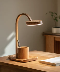 Arc Head Wooden Desk Lamp