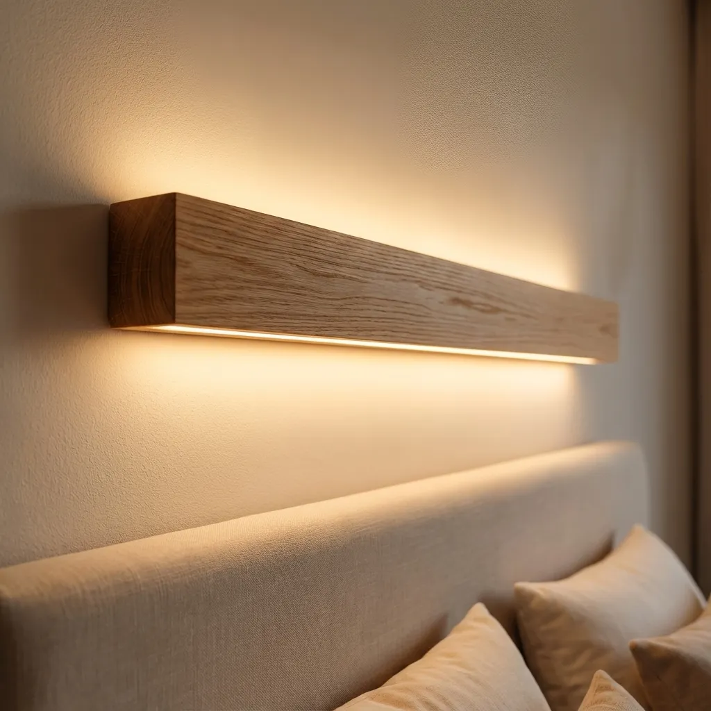 Minimal Wooden Linear Wall Light For Bedroom Spaces - Image 2
