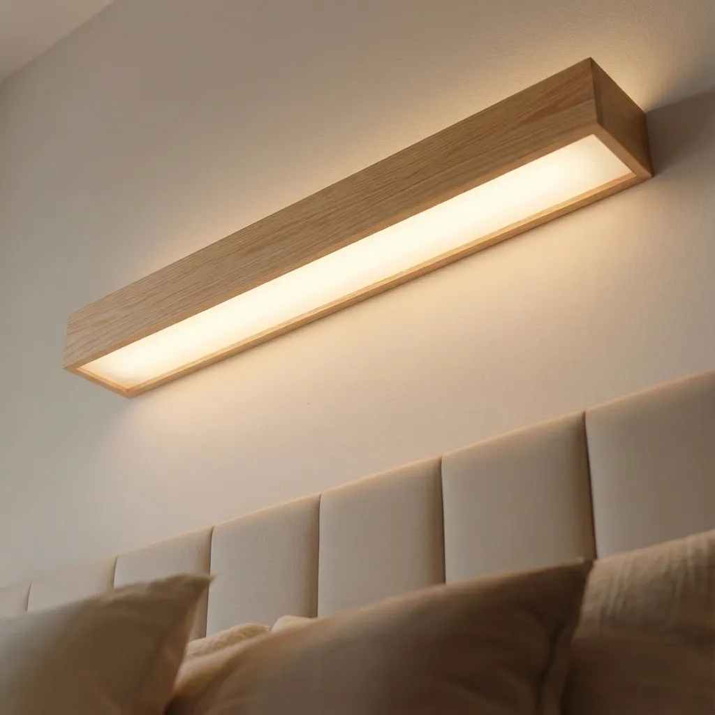 Minimal Wooden Linear Wall Light For Bedroom Spaces - Image 3