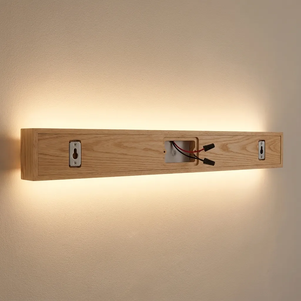 Minimal Wooden Linear Wall Light For Bedroom Spaces - Image 4