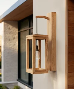 Modern Wooden Lantern Wall Light