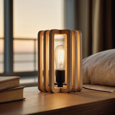 Modern Solid Wood Table Lamp With Layered Frame Design, Freeshiping, Extra Sale Today