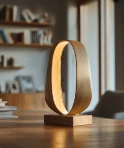 Oval Wooden Loop Table Lamp