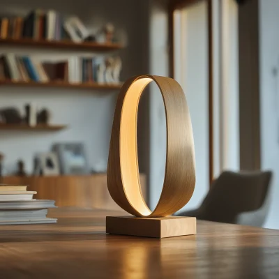 Luxury Solid Wood Loop LED Table Lamp