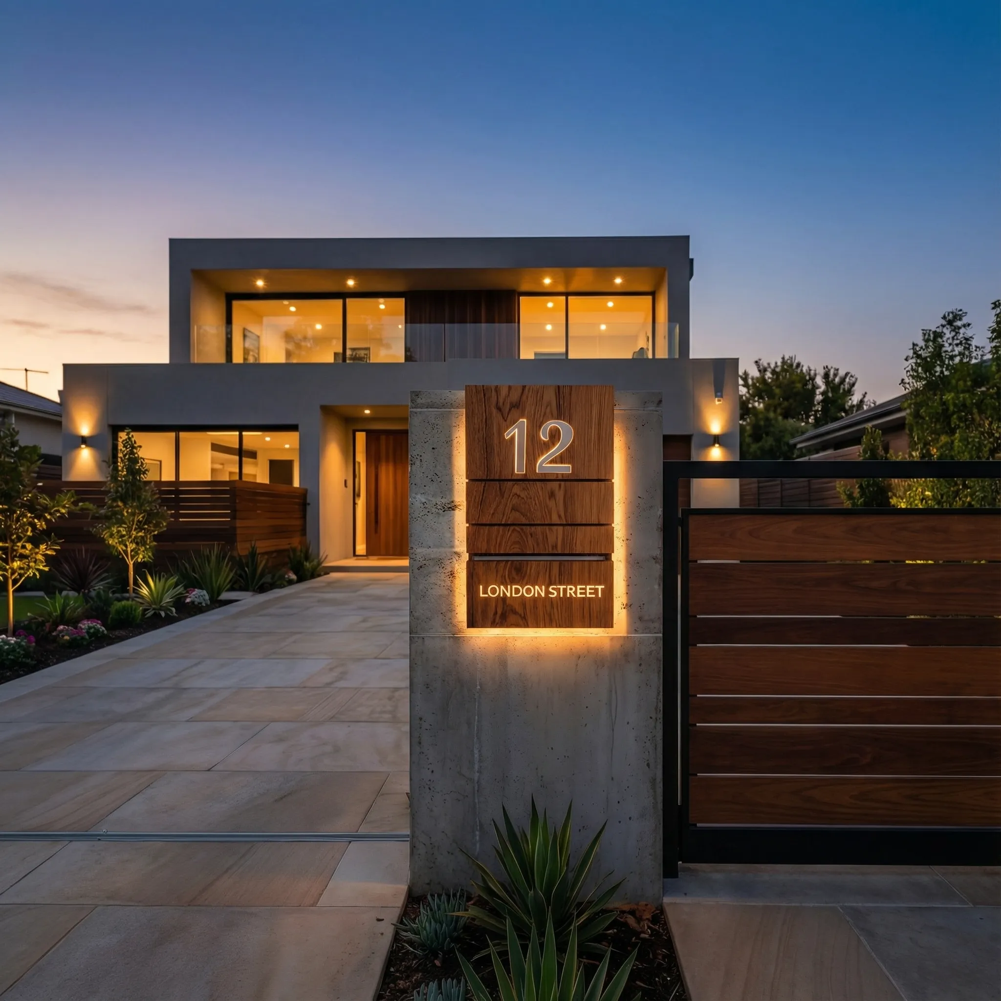 Solid Wood Illuminated Address Sign With Backlit Numbers - Image 2