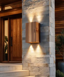 Solid Wood Outdoor Wall Light With Up & Down Glow