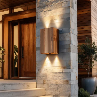 Solid Wood Outdoor Wall Light With Up & Down Glow