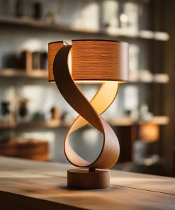 Twist Form Wooden Table Lamp