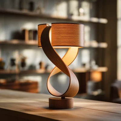 Twist Form Table Lamp Crafted From 100% Natural Wood
