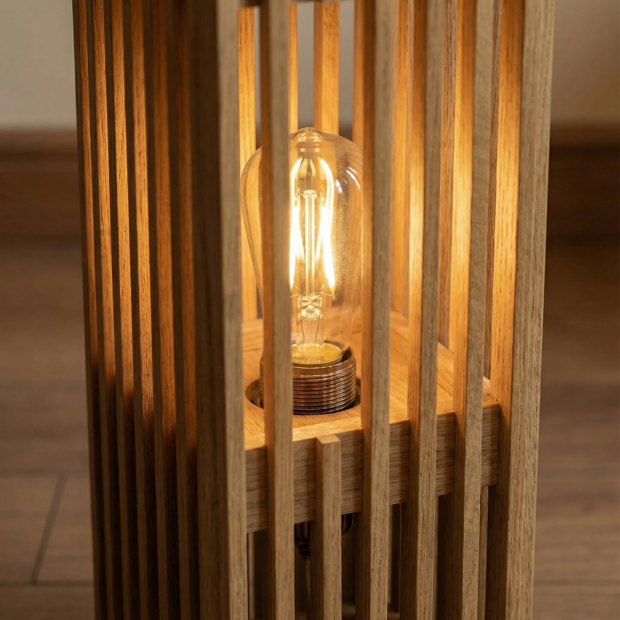 Vertical Wooden Slat Floor Lamp With Soft Diffused Light - Image 3