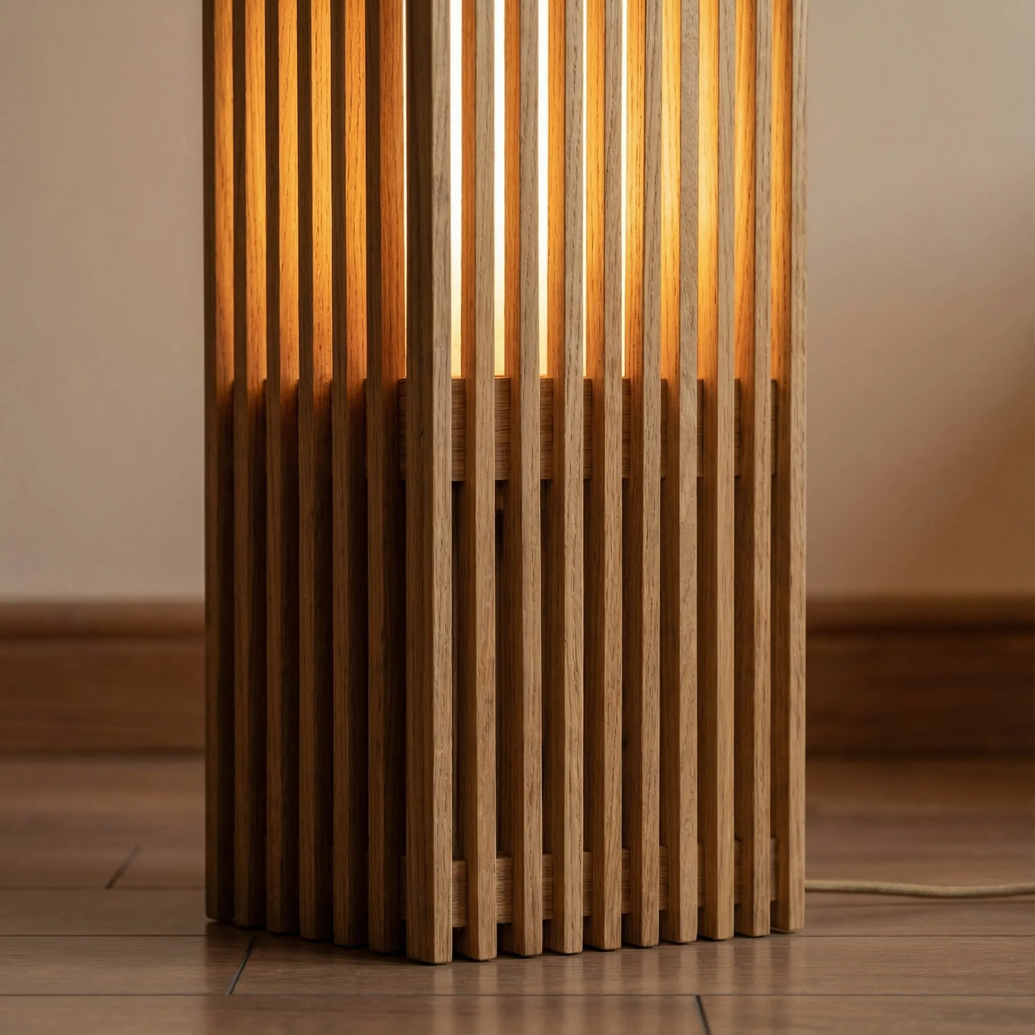 Vertical Wooden Slat Floor Lamp With Soft Diffused Light - Image 4