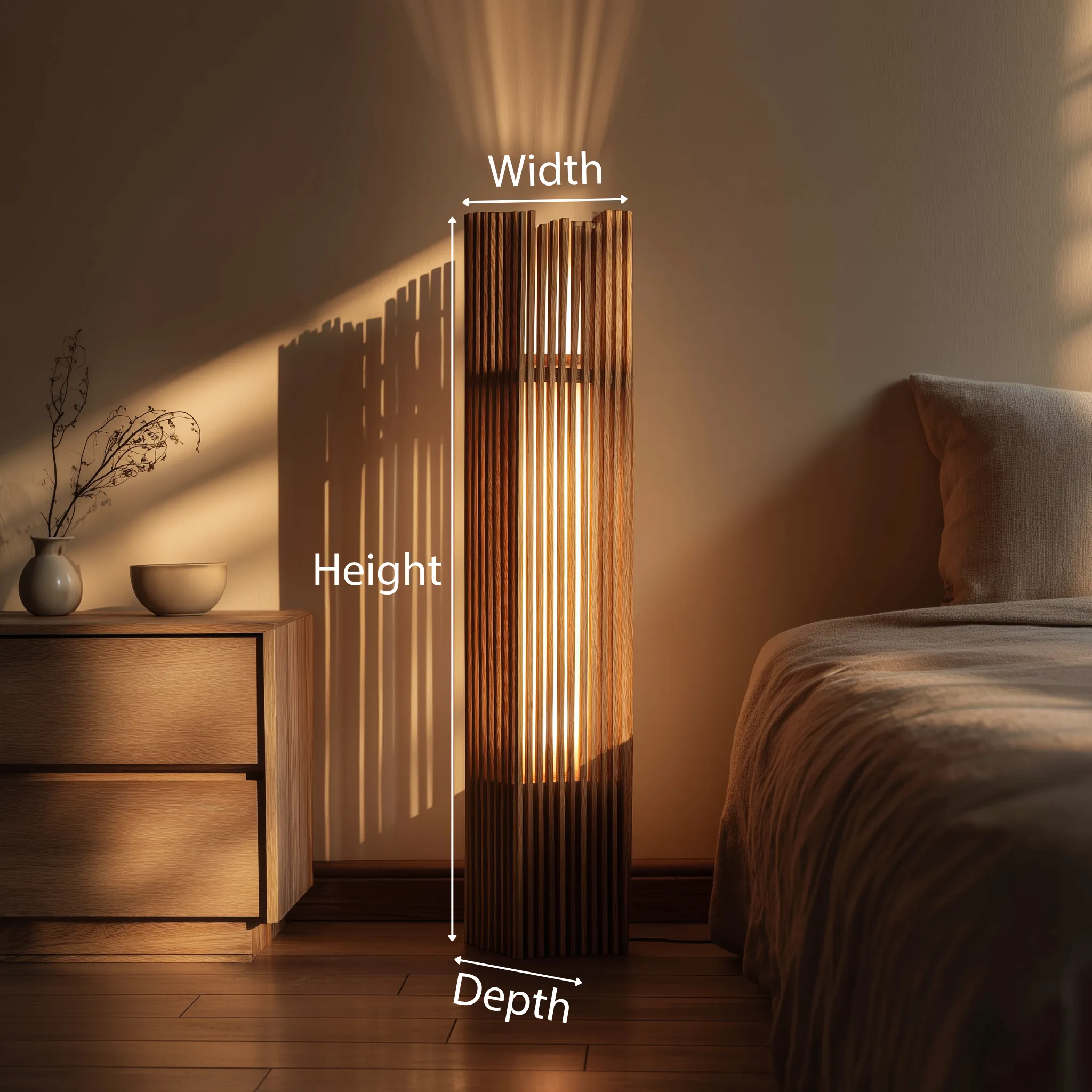 Vertical Wooden Slat Floor Lamp With Soft Diffused Light - Image 5