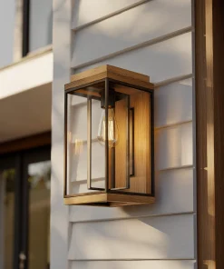 Wood and Metal Frame Outdoor Wall Light