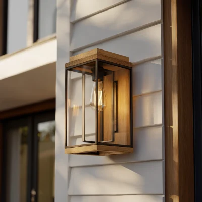 Durable Wood-Metal Frame Porch Wall Light