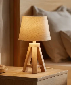 Wooden Tripod Table Lamp With Fabric Shade