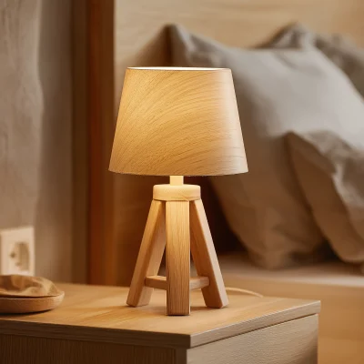 Solid Wood Tripod Lamp With Wood Shade, Best Gift, Best Sell, Extra Sale
