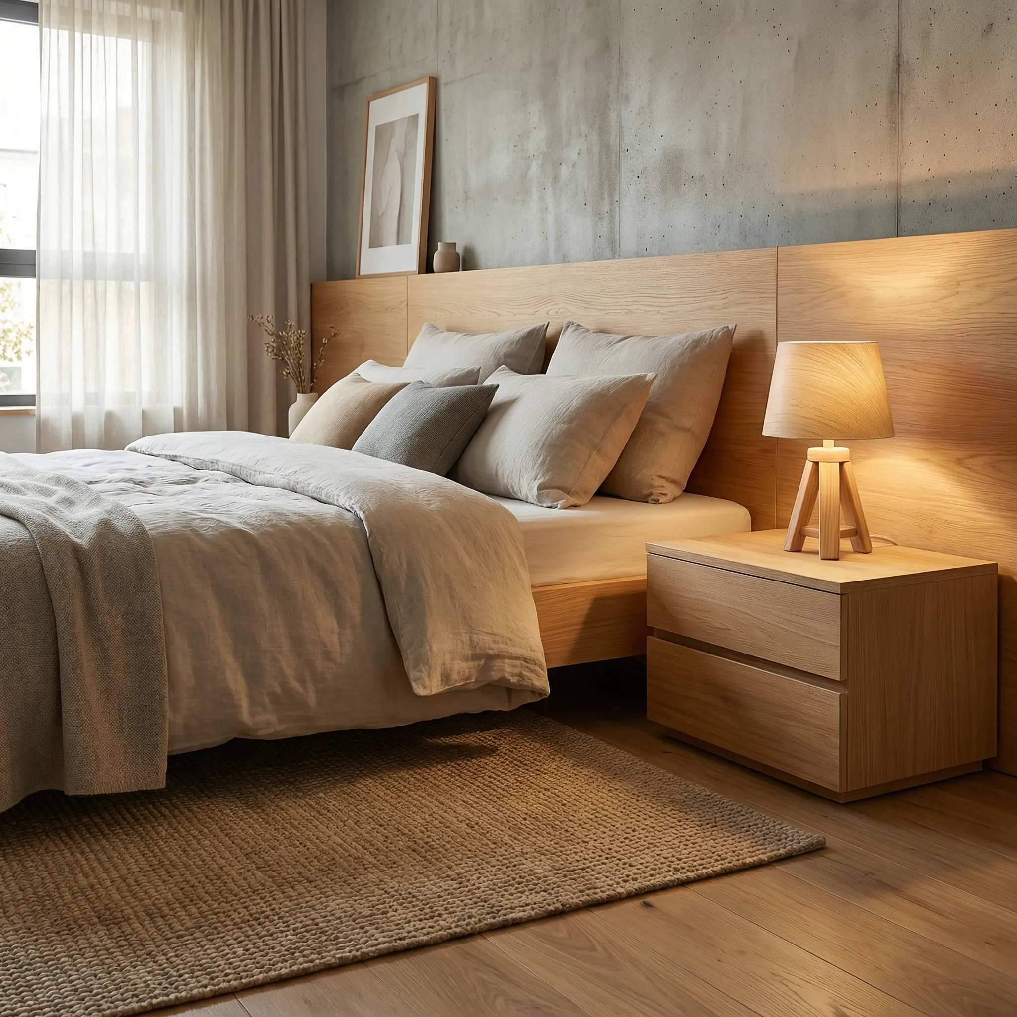 Wooden Tripod Table Lamp With Fabric Shade - Image 2