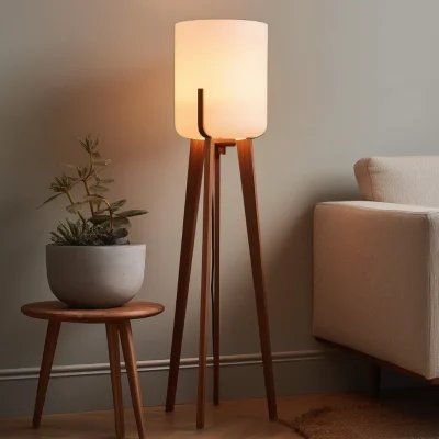 Tripod Floor Lamp With Rounded Fabric Shade